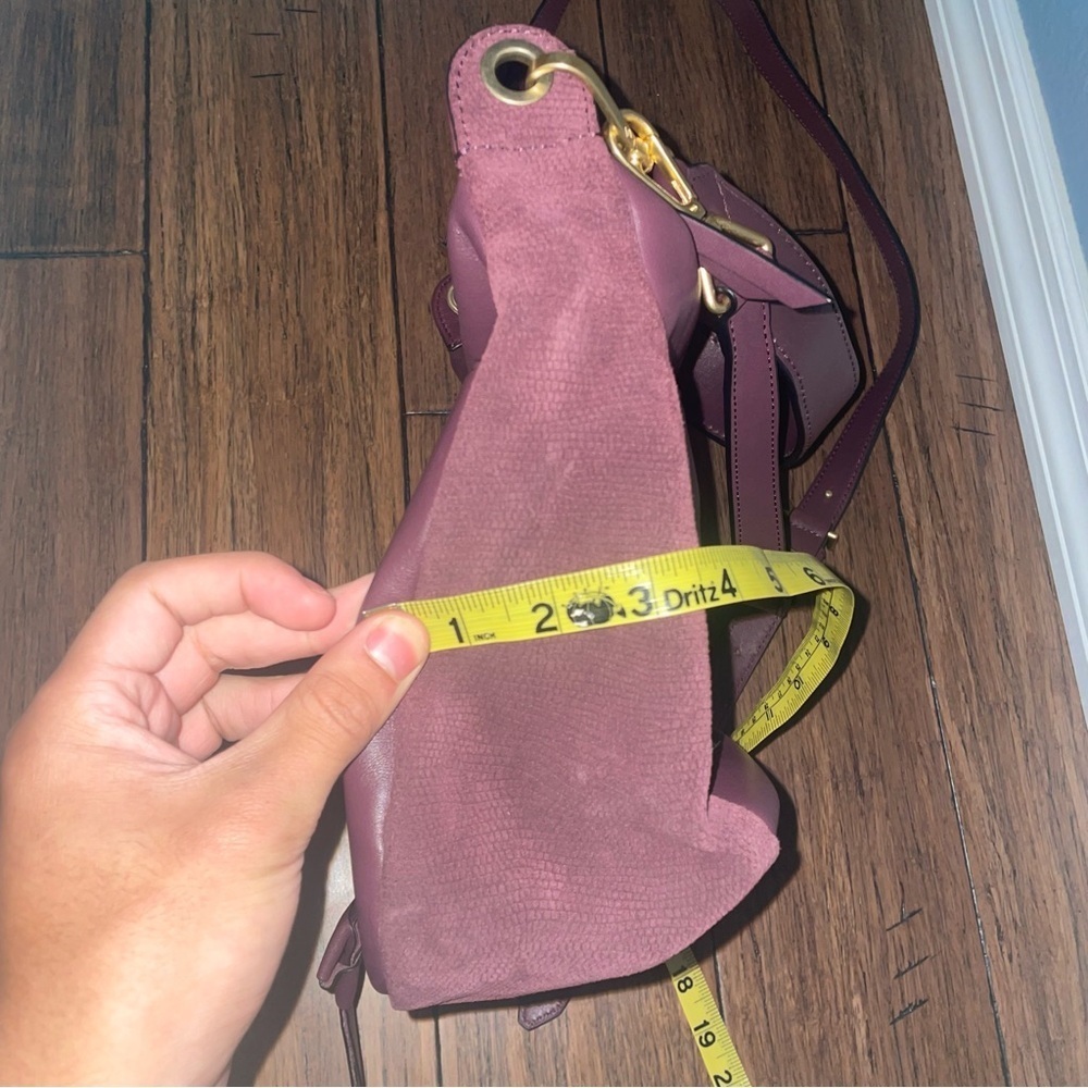 Plum leather suede satchel messenger saddle bag Vera Bradley crossbody purse - Picture 6 of 17